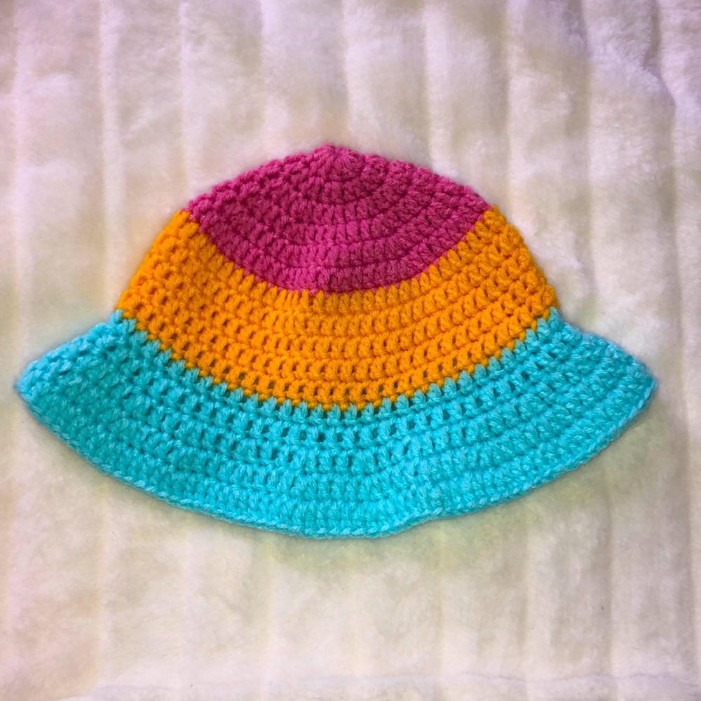 Handmade crochet pansexual pride bucket hat